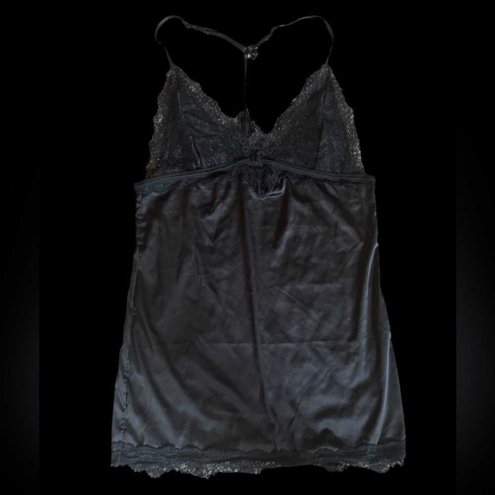 adjustable black silky lace lingerie tank top :3